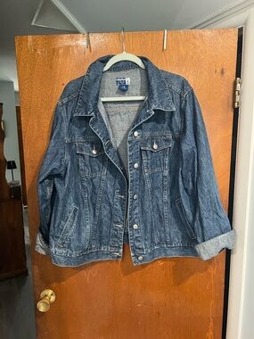 Lane Bryant Blue Denim Trucker Jacket with Rolled Cuffs